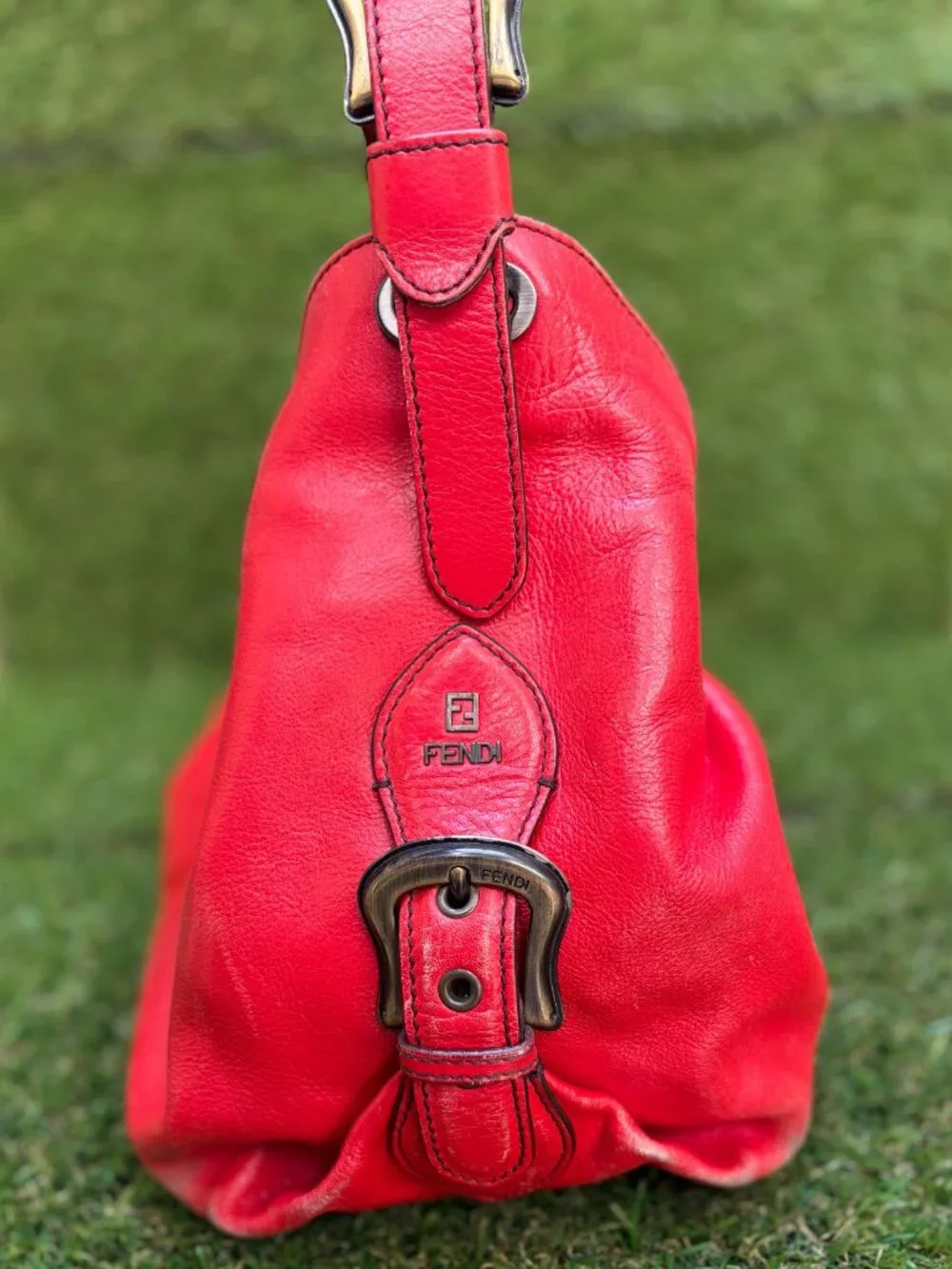 Fendi Red Borsa Leather Hobo Doctor Bag